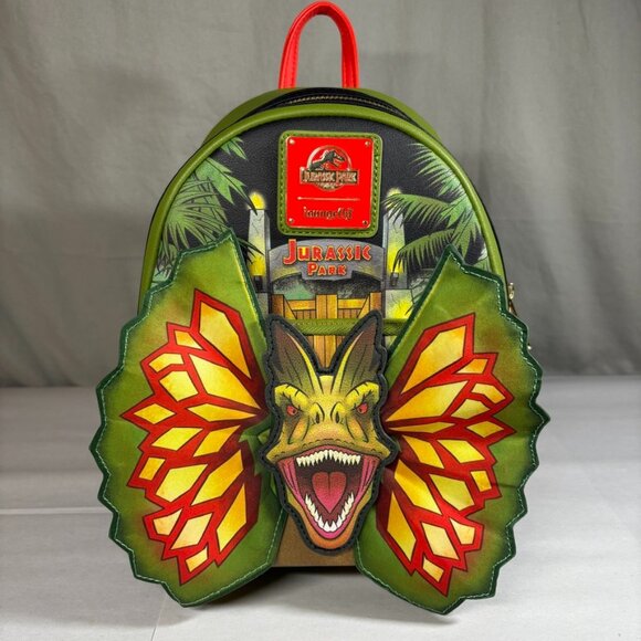 NEW Loungefly Jurassic Park 30th Anniversary Dilophosaurus Cosplay Mini Backpack - Picture 1 of 8